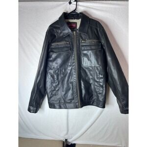 Super Cool! Junction West Mens Faux Leather Sherpa Lined Jacket Brown Size Large